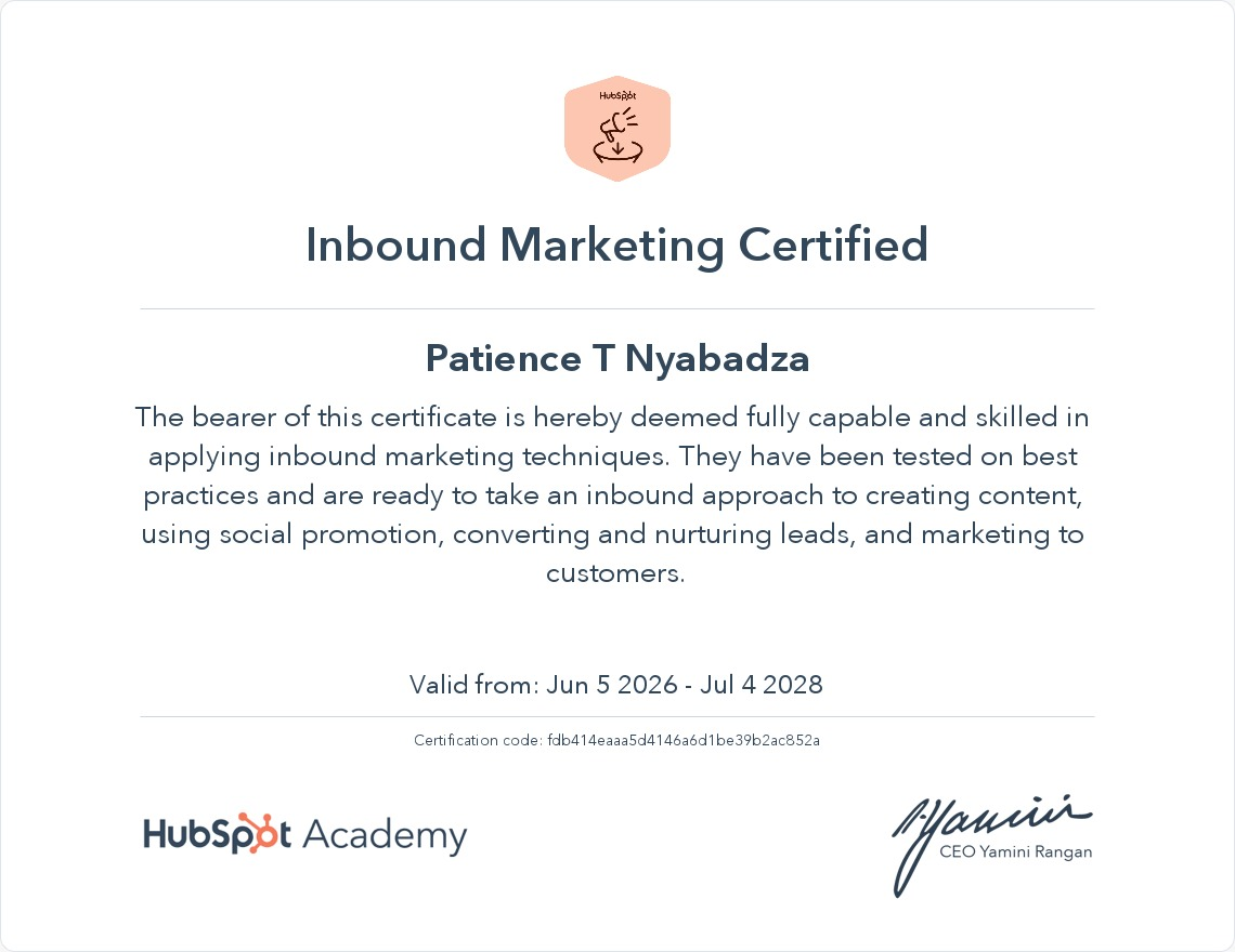 Inbound Marketing Certificate